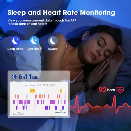 Vista 7 de LIVIKEY Reloj de seguimiento de actividad física con monitor de frecuencia cardíaca, rastreador de actividad con podómetro, monitor de sueño