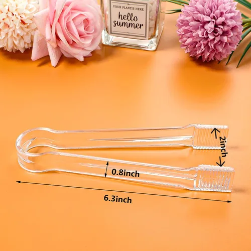 Vista 3 de Roshtia 12 pinzas de plástico para servir, mini pinzas de cocina y cucharas de plástico para cocina, cuchara de hielo transparente, mini cuchara