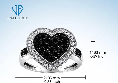 Vista 5 de JEWELEXCESS Anillo de plata de ley con diamantes blancos y negros de 12 quilate