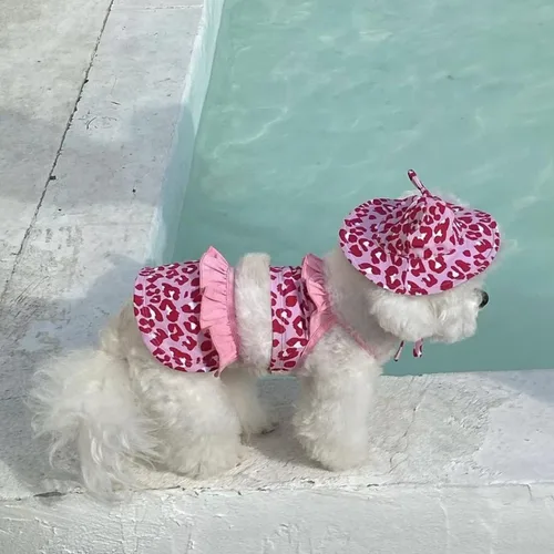 Vista 2 de Traje de baño de bikini de leopardo para perro, traje de baño