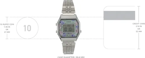 Vista 3 de Casio LA680WA-2C - Reloj digital con esfera floral vintage para mujer Azul Patchwork Cronógrafo digital