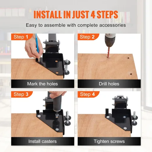 Vista 5 de VEVOR Base móvil, capacidad de peso de 400 libras, ajustable de 9.5 x 9.5 pulgadas a infinito, soporte de base móvil universal resistente con ruedas