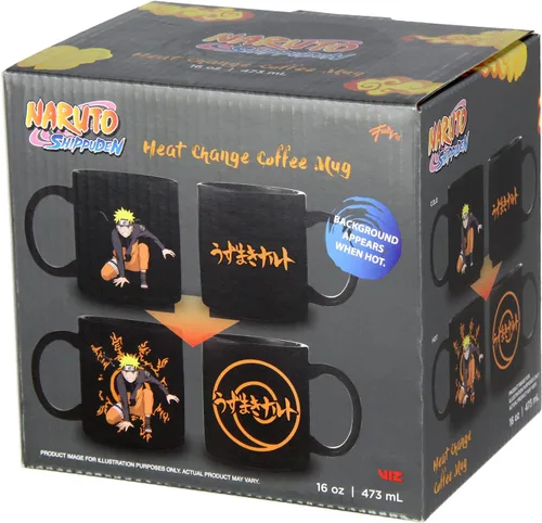 Vista 2 de Naruto Shippuden Anime Manga Taza de Té y Café, Reactiva al Calor, Cambia de Color, 16 OZ