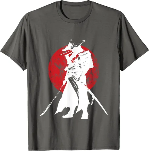Vista 68 de Vintage Japanese Samurai Retro Bushido Warrior Japan Sword T-Shirt Asphalt Grey