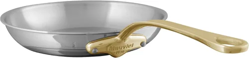 Vista 6 de Mauviel M'Cook B - Sartén de acero inoxidable pulido de 5 capas con mango de latón, 10.2 pulgadas, fabricada en Francia