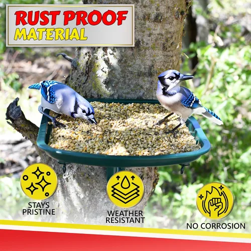 Vista 3 de Comedero para pájaros al aire libre, bandeja para pájaros silvestres y ardillas para exteriores, cardenal, pinzón, cardo, pájaro carpintero, pájaro