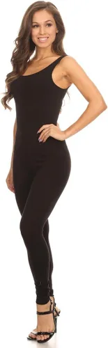Vista 2 de Mono de algodón elastizado para mujer, sin mangas, cuello en V, mono elastizado enterizo, body(y más)