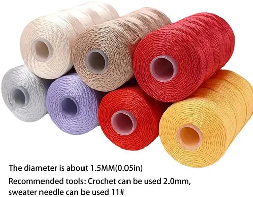 Vista 5 de 3 rollos de cuerda de macramé de 0.059 pulgadas, 3.53 oz/madeja de un solo hilo de cáñamo de color hielo, hilo de macramé para tejer, ganchillo