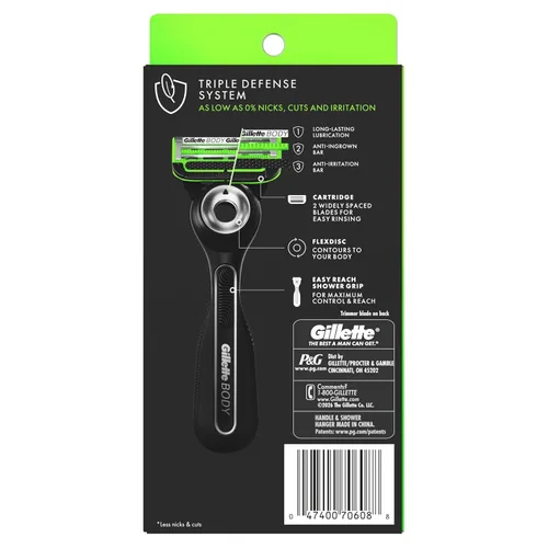 Vista 11 de Gillette Labs Body + Intimate Razor For Men Handle + 1 Blade Recambio, Percha Magnética para Ducha