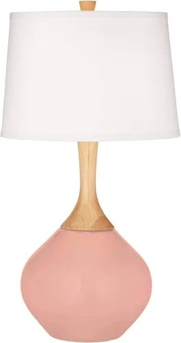 Vista 2 de Color + Plus Wexler 31" White Shade Mellow Coral Pink Table Lamp