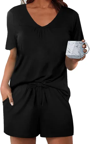 Vista 6 de Avidlove - Conjunto de pijama para mujer, camiseta de manga corta y pantalones cortos, ropa para dormir disponible en tallas S-XXL.