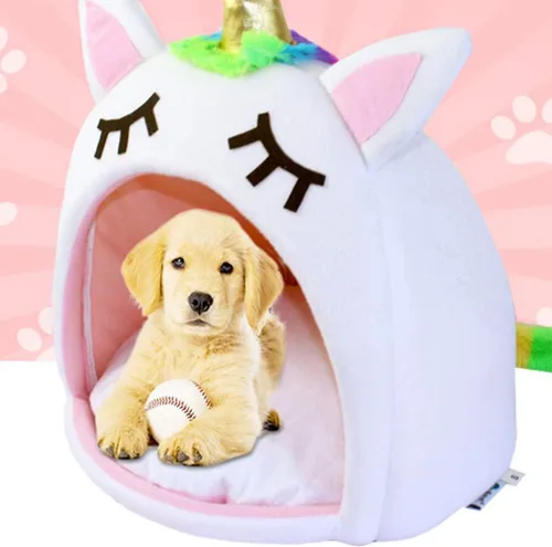 Vista 5 de Hemobllo Unicornio cama para perro, sofá nido de viaje, lavable a mano, cómodo, tamaño s