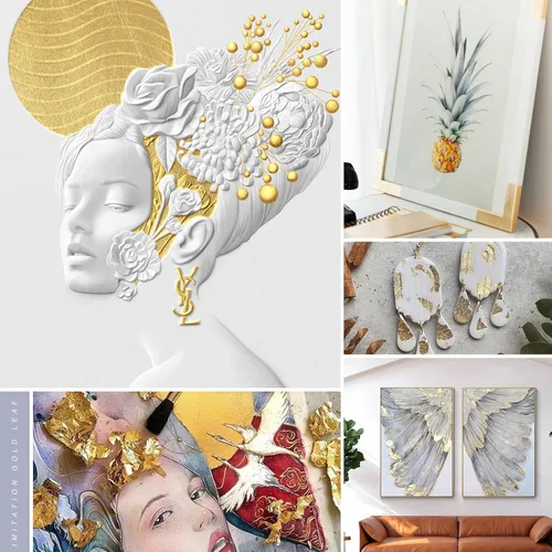 Vista 5 de YongBo Hojas de hojas doradas, 200 piezas de papel de aluminio dorado de 5.5 pulgadas para manualidades, pintura, dorado, slime, diseño de uñas