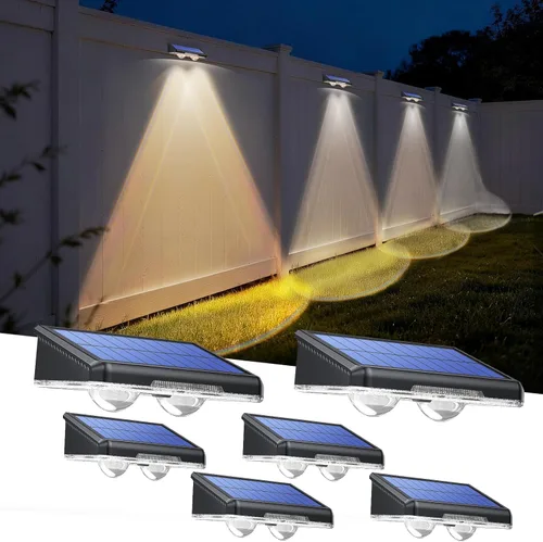 Vista 11 de TECKNET - Luces solares para valla al aire libre, paquete de 8 unidades, blanco cálido y 6 colores y RGB, luz LED impermeable IP66 para cubierta