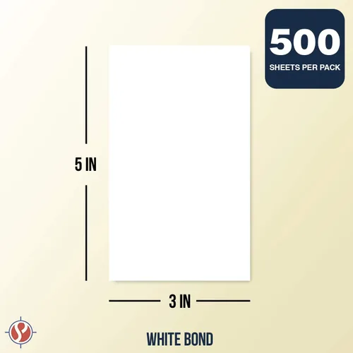 Vista 7 de Hojas de notas blancas, papel de 20 libras, 500 hojas por paquete (3 x 5)