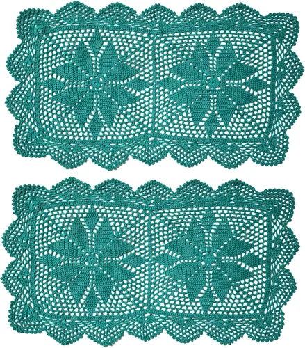 Vista 20 de Manteles individuales rectangulares de encaje de ganchillo de 12 x 21 pulgadas, hechos a mano, para comedor y cocina, camino de mesa