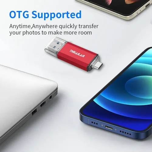 Vista 3 de Thkailar Unidad USB C de 128 GB, unidad USB 3.0 rápida de 120 MB/s para iPhone 15, MacBook, Android y PC, unidad flash tipo C de doble conector