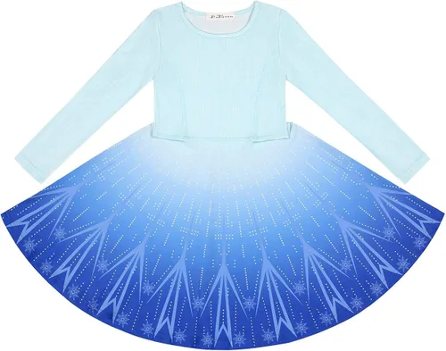 Vista 3 de LaBeca - Vestido sin mangas o de manga larga para niñas vestidos casuales con diseño de unicornio o sirena para niñas pequeñas o grandes