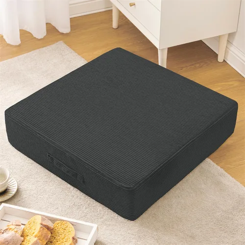 Vista 16 de Wellsin Cojines de Suelo Cuadrados Sólidos para Adultos y Niños - Cojín Grande de Suelo para Meditación y Asiento con Espuma Gruesa y Funda de Beige