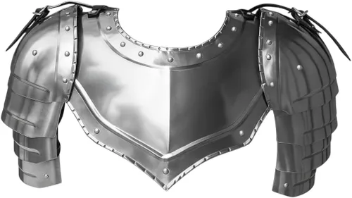 Vista 2 de AnNafi Gorget medieval de hierro con hombreras góticas de brazo, protector de hombro para brazo, armadura de guerrero vikingo, protector de cuello