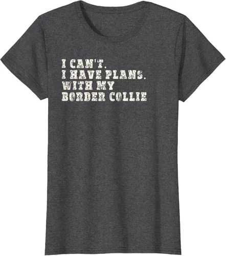 Vista 5 de Camiseta divertida con texto en inglés "I Can't I Have Plans With My Border Collie", Negro