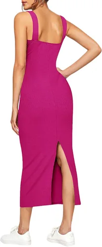 Vista 2 de Verdusa Vestido sin mangas para mujer con abertura en la espalda acanalada
