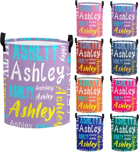 Vista 7 de Cesta de lavandería personalizada con nombre, cesta de lavandería plegable con asa para baño, sala de estar, dormitorio