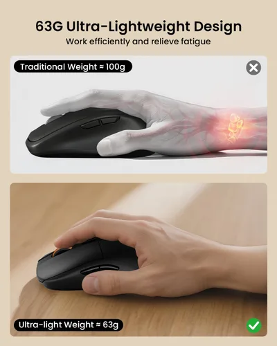 Vista 7 de ProtoArc Combo de teclado y mouse Bluetooth, KM60 Bluetooth + USB multidispositivo recargable, reposamuñecas, juego de teclado y mouse inalámbrico