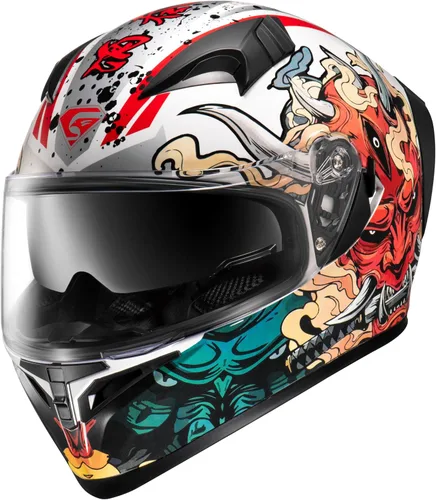 Vista 11 de KYPARA Casco de motocicleta de cara completa con visera interna tintada y aprobado por DOT para ciclomotor, ATV Cruiser Scooter