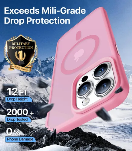 Vista 4 de Funda magnética para iPhone 12 Pro Max, [probada en caídas militares de 10 pies] [compatible con MagSafe] a prueba de golpes, delgada, translúcida