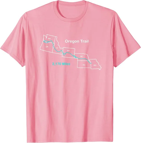 Vista 26 de Route Map of The Oregon National Historic Trail T-Shirt Asphalt Grey