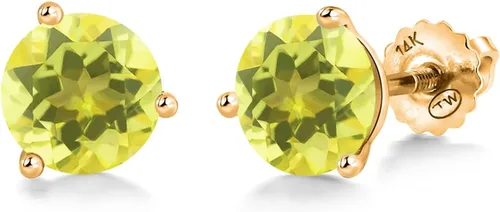 Vista 86 de Gem Stone King Aretes de Martini de oro amarillo de 14 quilates Aretes de tuerca de 3 puntas para mujeres y hombres Redondos de 0.236 pulgadas