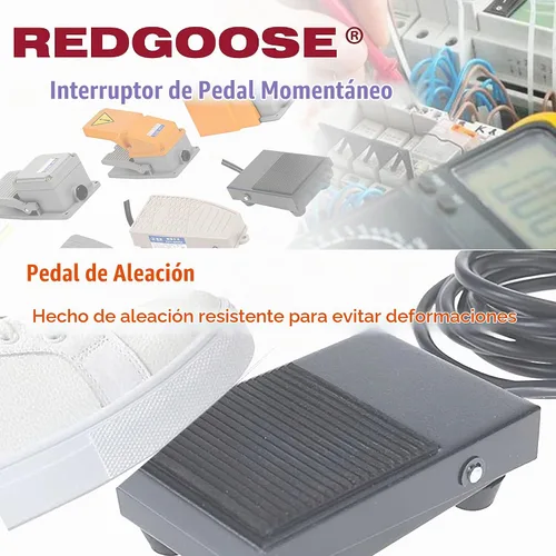 Vista 5 de Interruptor de pedal de pie de potencia momentánea 250VCA 10A SPDT 1NO1NC Interruptor de pie resistente con cable de 6 pies, color negro