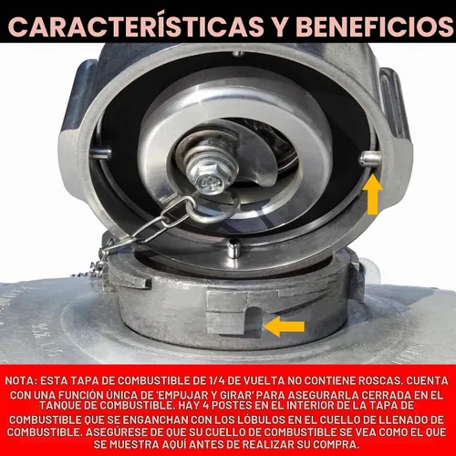 Vista 4 de Tapa de combustible diésel de bloqueo, tamaño nominal de 3", 1/4 de vuelta, sin ventilación, tapa de combustible de aluminio para Freightliner