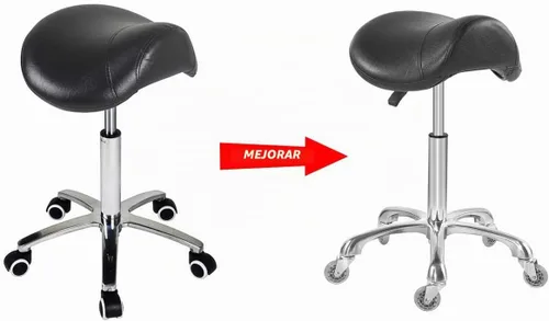Vista 4 de Antlu Silla de Sillín para Clínica de Masaje, Spa, Salón, Corte, Silla Giratoria con Ruedas, Altura Ajustable (Negro)