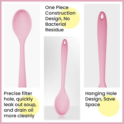 Vista 5 de Cuchara mezcladora de silicona Cuchara de cocina antiadherente para cocinar resistente al calor (rosa)