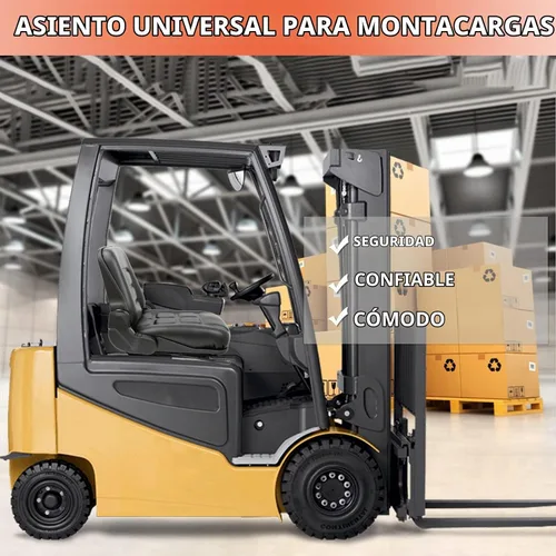 Vista 6 de Asiento universal de carretilla elevadora, asiento de tractor con respaldo de ángulo ajustable, micro interruptor y deslizante, para tractor