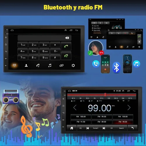 Vista 3 de Android 14 Estéreo de coche para Ford F150 1997-2004 con CarPlay inalámbrico y Android Auto, pantalla táctil IPS de 7 pulgadas 2G+32G Doble DIN