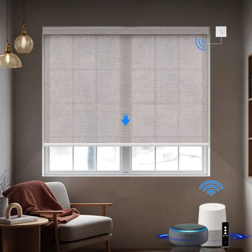 Vista 11 de Persiana enrollable motorizada de filtrado de luz funciona con HomeKit, Alexa, Google, persianas inteligentes 50% opacas para ventanas con motor