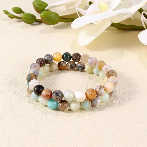 Vista 6 de Bivei - Pulsera elástica con cuentas redondas de cristales curativos de Reiki semipreciosos hecha a mano de 0315pulgadas 8 mm