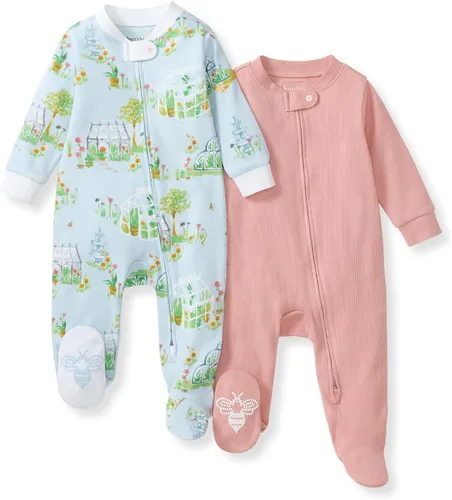 Vista 34 de Burt's Bees Baby Pijama con pies de algodón orgánico para niña Cozy Teddies - Paquete de 1