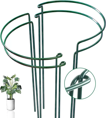 Vista 13 de Estaca de soporte para plantas de serpiente, estaca y soporte de peonía semicircular, jaula de soporte de hortensias resistente, anillo de soporte