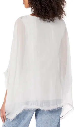 Vista 2 de M Made in Italy Blusa con cuello redondo en capas con volantes para mujer
