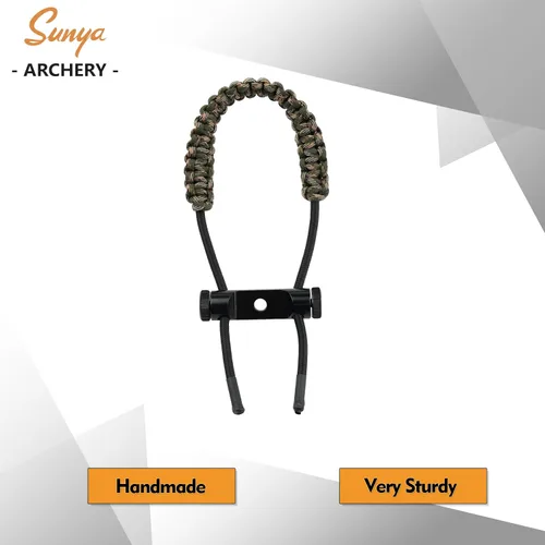 Vista 6 de SUNYA Archery Bow Wrist Sling, 550 Paracord Strap with Stretch Lanyard. Fit Compound Bow Stabilizers Montaje de aluminio-Camo