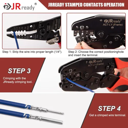 Vista 9 de JRready Kit de conectores Deutsch Serie DTM, 2 3 4 6 8 12 pines conectores DTM impermeables grises, herramienta de crimpado Deutsch ACT-LY-20DTM