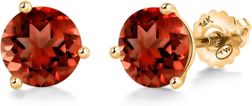 Vista 22 de Gem Stone King Aretes de Martini de oro amarillo de 14 quilates Aretes de tuerca de 3 puntas para mujeres y hombres Redondos de 0.236 pulgadas