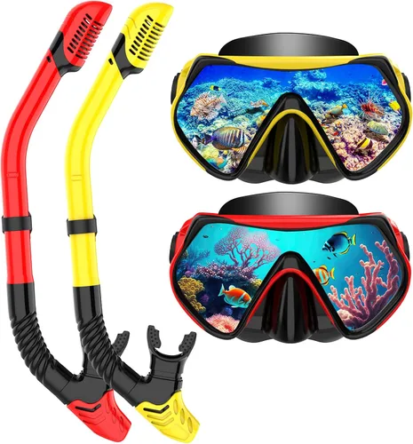 Vista 8 de Equipo de esnórquel para adultos, conjunto de esnórquel máscara de buceo con tubo seco superior, gafas de natación para adultos con cubierta nasal
