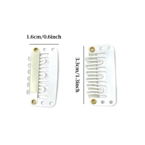 Vista 2 de Honbay 50 clips de presión en forma de U de 6 dientes para extensiones de cabello, 1.3 pulgadas (beige)