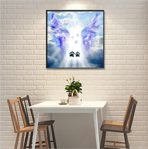 Vista 4 de MaiYiYi Juego de pintura de diamante de alas de ángel, taladro redondo completo 5D, pintura de diamante con halo de ángel, pintura de punto de cruz
