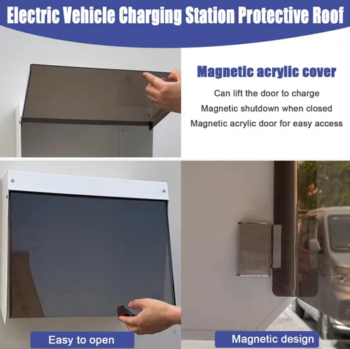 Vista 4 de Cubierta para cargador de vehículos eléctricos para exteriores, cubierta de pared impermeable, techo protector, caja de estación de carga EV